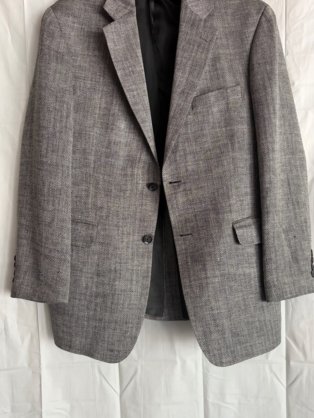 Stafford Gray Herringbone Blazer with Notch Lapels